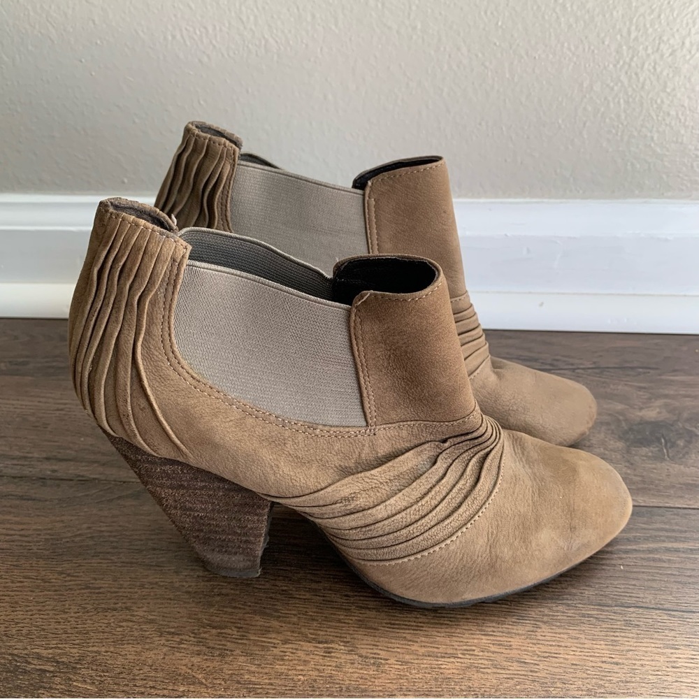Vince Camuto Bronco Taupe Block Heel Ankle Booties